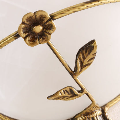 Vivolux | 1 Glühbirne Breite Flare Wandlampe Tradition Weiß/Gelbes Glas Wandleuchte mit Blumen-Deko nach Links/Rechts