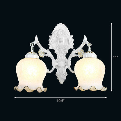 Vivolux | Weißes Glas Blütenknospen Wandbeleuchtungsgerät Retro Stil Wohnzimmer Wandmontierte Lampe