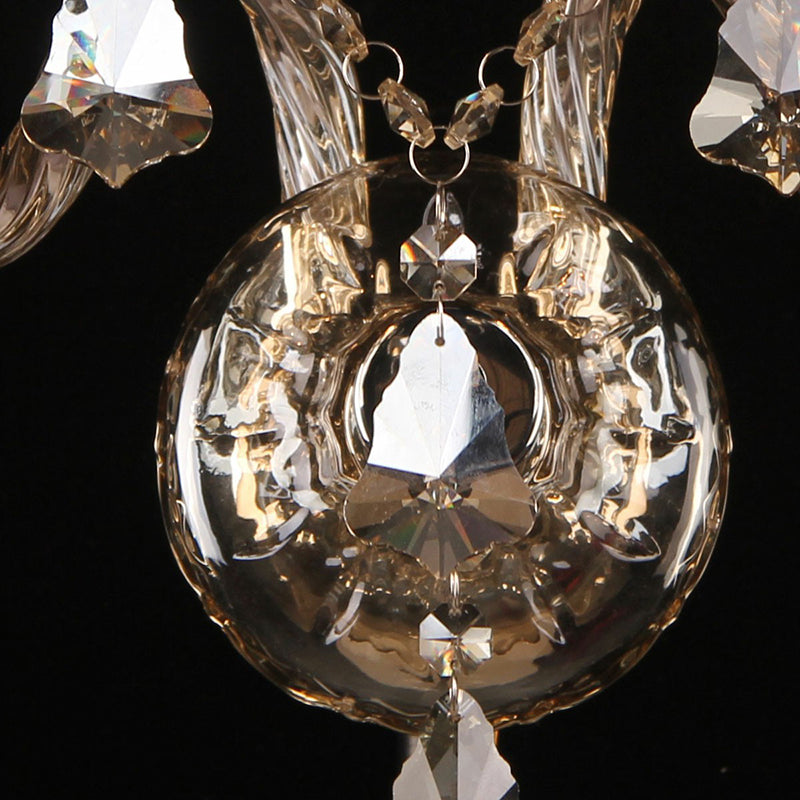 Vivolux | Gelaminateerde stoffen wandlamp armatuur antieke stijl 2-lamps slaapkamer wandstuk met franjes in amber