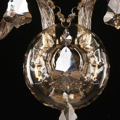 Vivolux | Gelaminateerde stoffen wandlamp armatuur antieke stijl 2-lamps slaapkamer wandstuk met franjes in amber