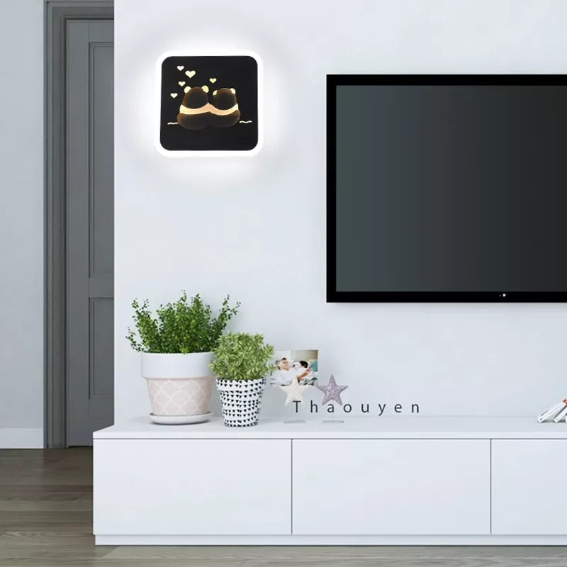 Vivolux | Slim Panel Wandlamp Cartoon Acryl Wandlicht mit süßem Muster für Kinderzimmer