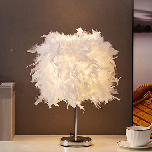 Vivolux | Weiße zylindrische Nachttischlampe Einfachheit Einzelne Glühbirne Feder Nachttischlampe