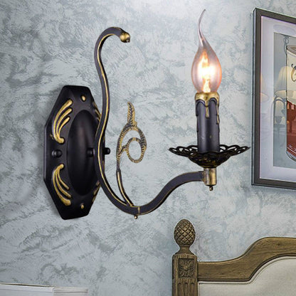 Vivolux | Kandelaar Woonkamer Wandlamp Retro Metaal 1/2-Licht Zwarte Wandgemonteerde Lamp