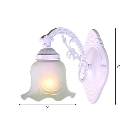 Vivolux | Blumen Wohnzimmer Wandlampe Wandleuchte Vintage-Stil Metall 1/2 Lichter Schwarz/Weiß Wandleuchte mit satiniertem Glasschirm