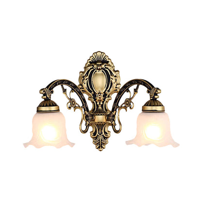 Vivolux | Messing/Goud Golvende Wandlamp Retro Witte Glazen Kap 1/2-Licht Woonkamer Wandlamp