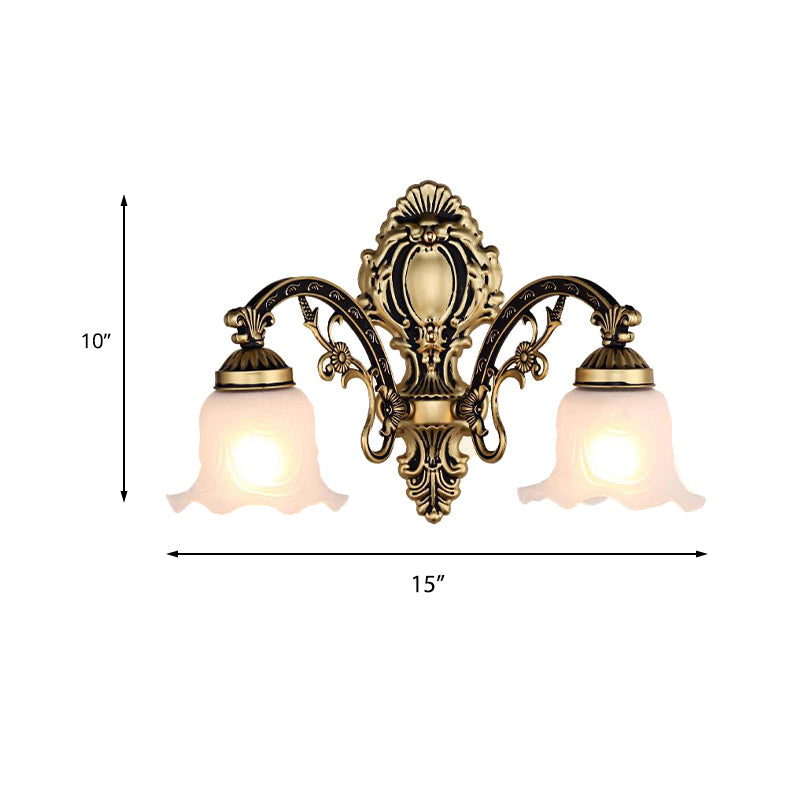 Vivolux | Messing/Goud Golvende Wandlamp Retro Witte Glazen Kap 1/2-Licht Woonkamer Wandlamp