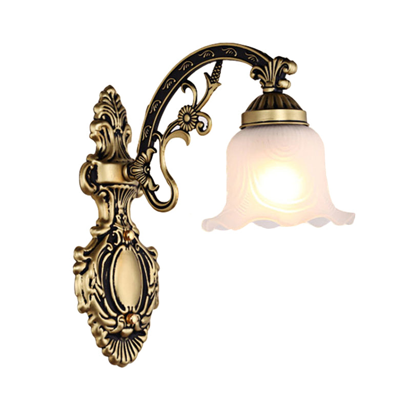 Vivolux | Messing/Goud Golvende Wandlamp Retro Witte Glazen Kap 1/2-Licht Woonkamer Wandlamp