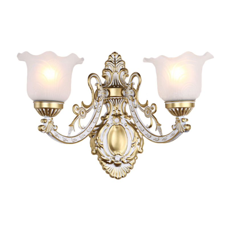 Vivolux | Messing/Goud Golvende Wandlamp Retro Witte Glazen Kap 1/2-Licht Woonkamer Wandlamp