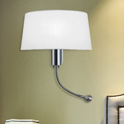 Vivolux | Schwarz/Weiß/Beige Trommel Lesewandlichte Traditionell Stoff 1 Kopf Schlafzimmer Verstellbares Wandmontiertes Licht