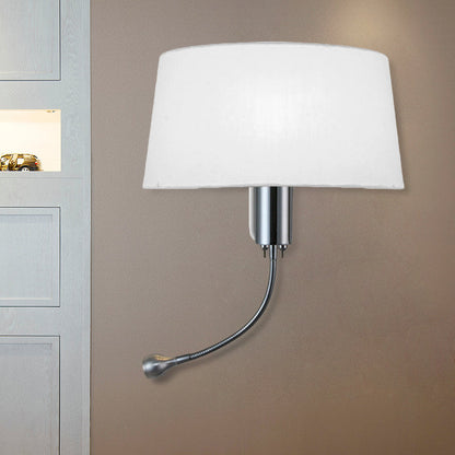 Vivolux | Schwarz/Weiß/Beige Trommel Lesewandlichte Traditionell Stoff 1 Kopf Schlafzimmer Verstellbares Wandmontiertes Licht