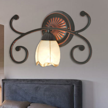 Vivolux | Rood Bruin 1/2/3 Lichten Wandlamp Classic Frosted Glass Bloemvorm Vanity Verlichtingsarmatuur