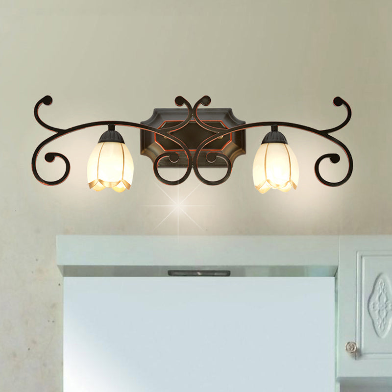 Vivolux | Rood Bruin 1/2/3 Lichten Wandlamp Classic Frosted Glass Bloemvorm Vanity Verlichtingsarmatuur