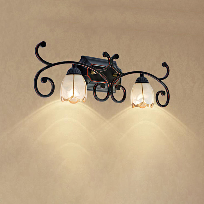 Vivolux | Rood Bruin 1/2/3 Lichten Wandlamp Classic Frosted Glass Bloemvorm Vanity Verlichtingsarmatuur