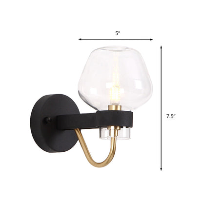Vivolux | Urn Wandlamp Traditioneel 1 Kop Duidelijk/Amber/Rookgrijs Glas Wandverlichting Fixture voor Woonkamer
