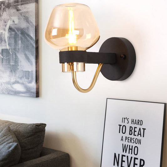 Vivolux | Urn Wandlamp Traditioneel 1 Kop Duidelijk/Amber/Rookgrijs Glas Wandverlichting Fixture voor Woonkamer