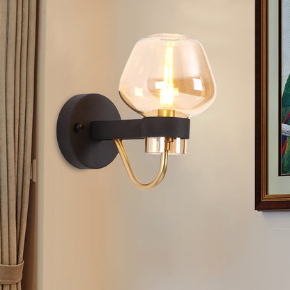 Vivolux | Urn Wandlamp Traditioneel 1 Kop Duidelijk/Amber/Rookgrijs Glas Wandverlichting Fixture voor Woonkamer