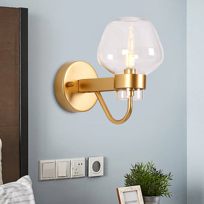 Vivolux | 1 Glühbirne Glas Wandlampe Tradition Klar/Amber/Rauchgrau Glas Wandbeleuchtung Fixture für Nachttisch