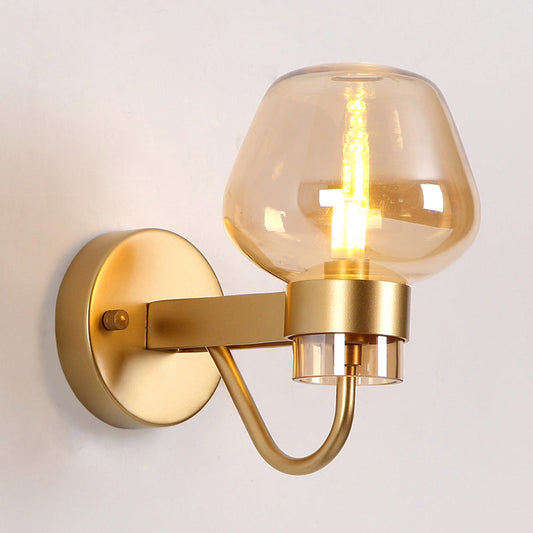 Vivolux | 1 Glühbirne Glas Wandlampe Tradition Klar/Amber/Rauchgrau Glas Wandbeleuchtung Fixture für Nachttisch