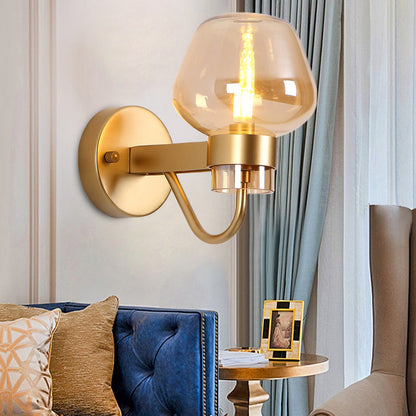 Vivolux | 1 Glühbirne Glas Wandlampe Tradition Klar/Amber/Rauchgrau Glas Wandbeleuchtung Fixture für Nachttisch