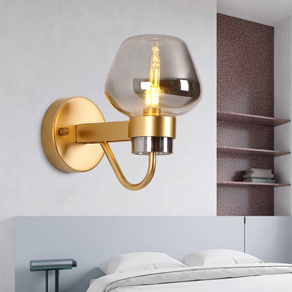 Vivolux | 1 Glühbirne Glas Wandlampe Tradition Klar/Amber/Rauchgrau Glas Wandbeleuchtung Fixture für Nachttisch
