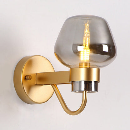 Vivolux | 1 Glühbirne Glas Wandlampe Tradition Klar/Amber/Rauchgrau Glas Wandbeleuchtung Fixture für Nachttisch