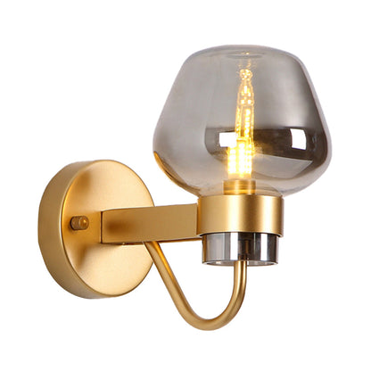 Vivolux | 1 Glühbirne Glas Wandlampe Tradition Klar/Amber/Rauchgrau Glas Wandbeleuchtung Fixture für Nachttisch