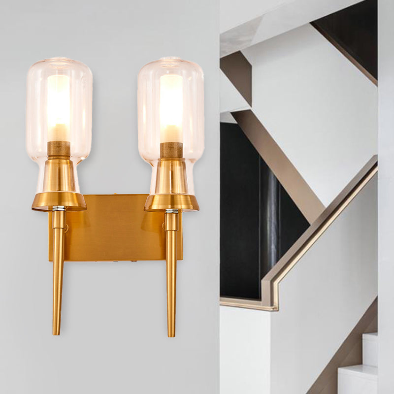 Vivolux | Zylinder Frosted Glass Wandlicht Tradition 1/2 Köpfe Gold Flush Mount Wandleuchte für Treppenhaus