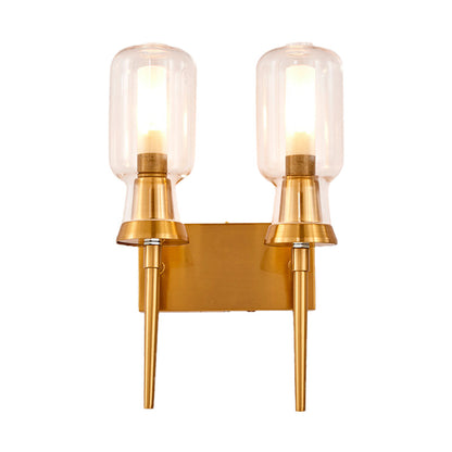 Vivolux | Zylinder Frosted Glass Wandlicht Tradition 1/2 Köpfe Gold Flush Mount Wandleuchte für Treppenhaus