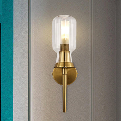 Vivolux | Zylinder Frosted Glass Wandlicht Tradition 1/2 Köpfe Gold Flush Mount Wandleuchte für Treppenhaus