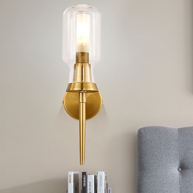 Vivolux | Zylinder Frosted Glass Wandlicht Tradition 1/2 Köpfe Gold Flush Mount Wandleuchte für Treppenhaus