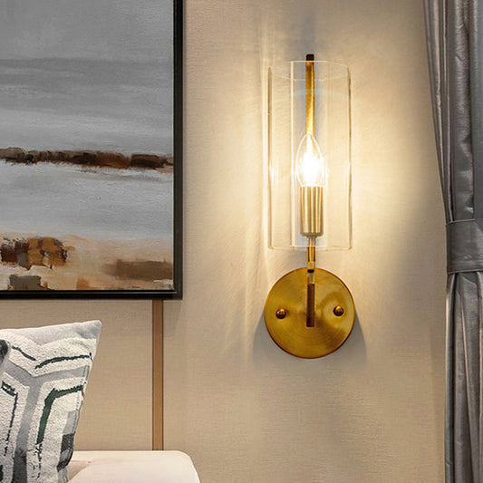 Vivolux | 1/2 Gloeilampen Tube Wandlamp Traditioneel Helder Glas Wandverlichting Fixture in Goud voor Bedzijde