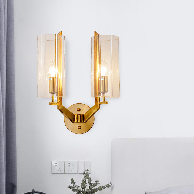Vivolux | 1/2 Gloeilampen Tube Wandlamp Traditioneel Helder Glas Wandverlichting Fixture in Goud voor Bedzijde