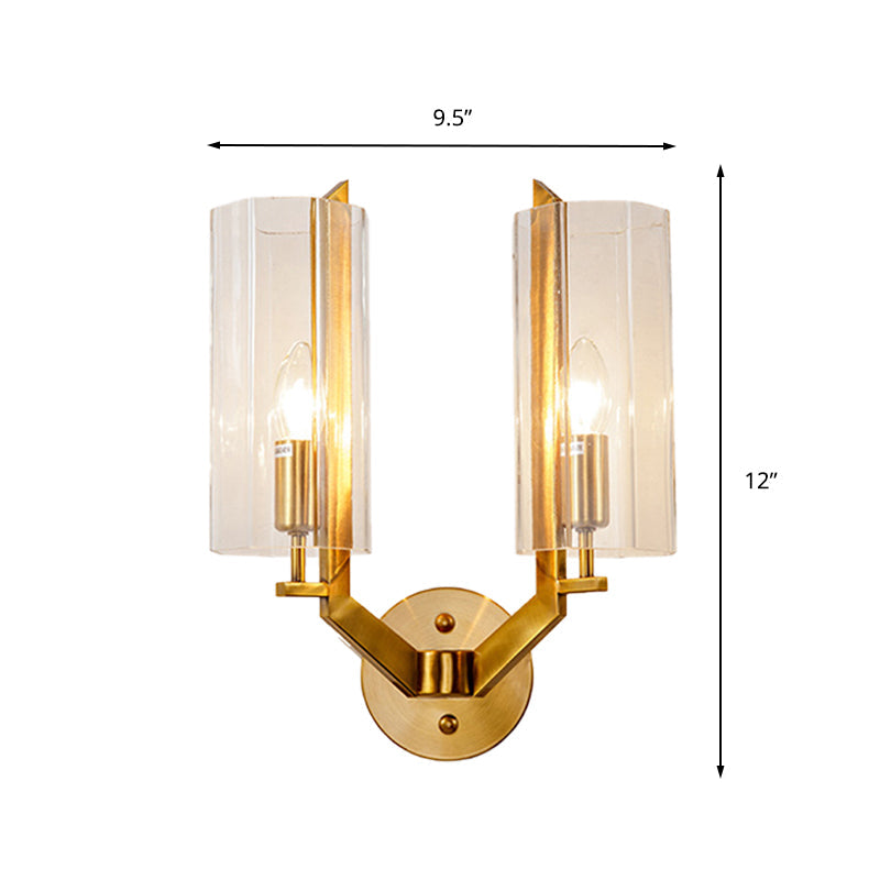 Vivolux | 1/2 Gloeilampen Tube Wandlamp Traditioneel Helder Glas Wandverlichting Fixture in Goud voor Bedzijde