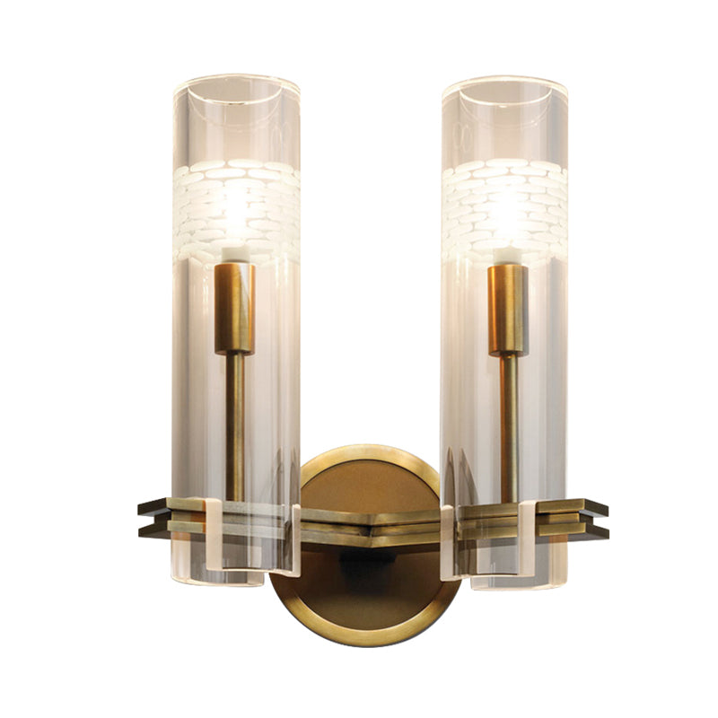 Vivolux | Traditionelle Rohrwandmontaged Beleuchtung Klarglas 1/2 Köpfe Wandlampen in Gold für das Wohnzimmer