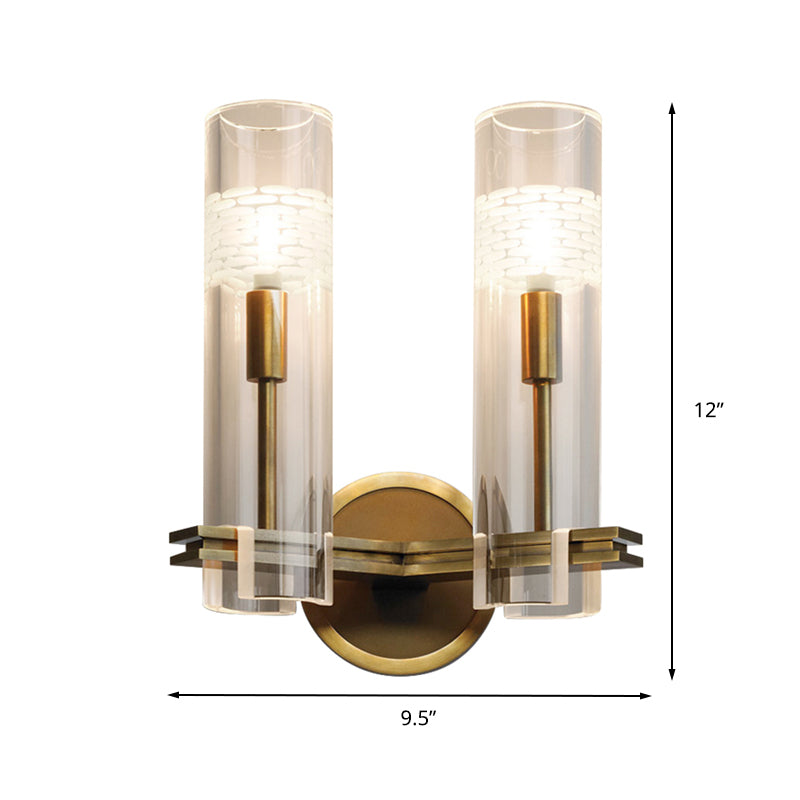 Vivolux | Traditionelle Rohrwandmontaged Beleuchtung Klarglas 1/2 Köpfe Wandlampen in Gold für das Wohnzimmer