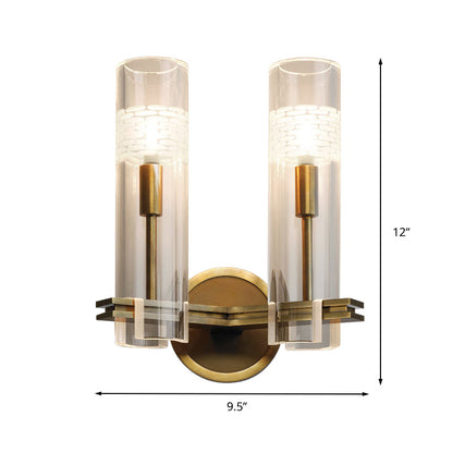 Vivolux | Traditionelle Rohrwandmontaged Beleuchtung Klarglas 1/2 Köpfe Wandlampen in Gold für das Wohnzimmer