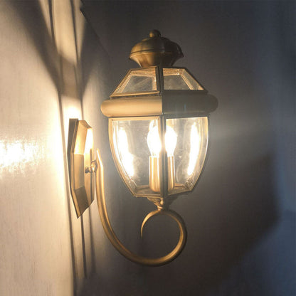 Vivolux | Traditionele Urn Wandlamp Helder Glas 1 Lamp Muur Bevestigde Verlichtingsarmatuur in Messing met Gebogen Arm