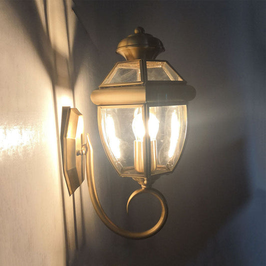 Vivolux | Traditionele Urn Wandlamp Helder Glas 1 Lamp Muur Bevestigde Verlichtingsarmatuur in Messing met Gebogen Arm