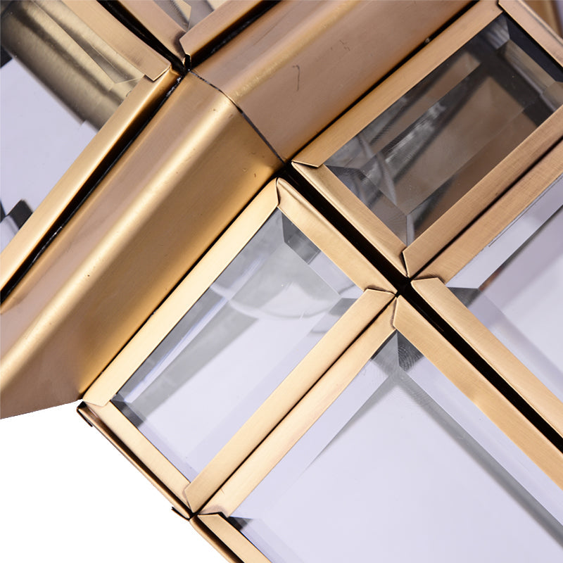 Vivolux | Hexagoon Helder Glas Wandlamp Traditie 1 Hoofd Messing Opbouw Wandlicht voor Trap