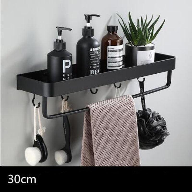 Vivolux | Schwarzes Badregal aus Space Aluminium zur Wandmontage
