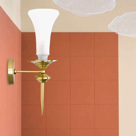 Vivolux | Trumpet Melkglas Wandlamp Tradition 1 Hoofd Gouden Plafondmontage Wandlamp voor Hal