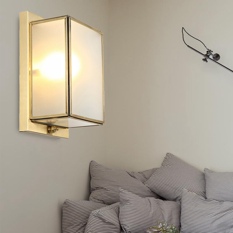 Vivolux | Messing Rechthoekige Wandlamp Traditionary Wit Glas 1/2 Koppen Muur Bevestigde Verlichting voor Woonkamer