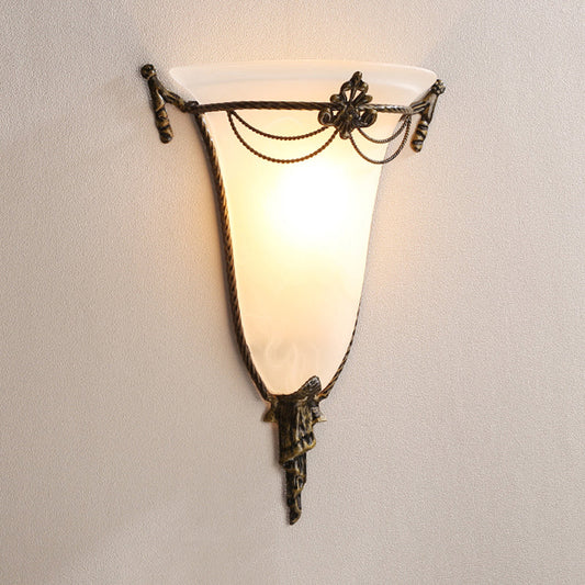 Vivolux | Witte Glazen Trompet Wandlamp Traditionary 1 Hoofd Wandlamp Armatuur voor Woonkamer