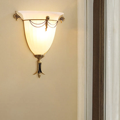 Vivolux | 1 Glühbirne Weit Spreizende Wandleuchte Traditions Weißes Glas Wandbeleuchtungsgerät für Nachttische