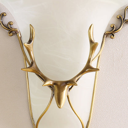 Vivolux | Traditionele Trompet Wandmontage Verlichting Frosted Glas 1 Hoofds Wandlamp in Messing met Eland
