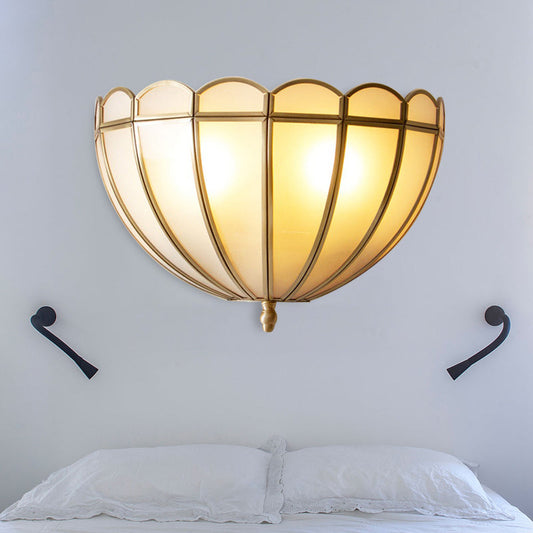 Vivolux | Hemisphere Wandleuchte Traditionell Strukturiertes Weiß/Cream Glas 2 Glühbirnen Wandmontierte Lampe für Schlafzimmer