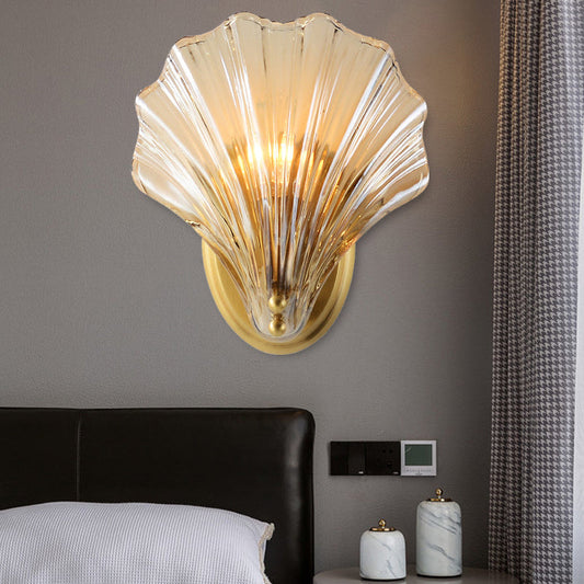 Vivolux | Traditionele Scalloped Wandverlichting Duidelijk Glas 1 Kop Wandlamp in Messing