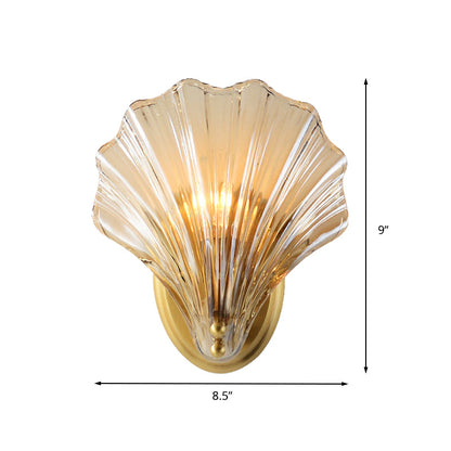 Vivolux | Traditionele Scalloped Wandverlichting Duidelijk Glas 1 Kop Wandlamp in Messing