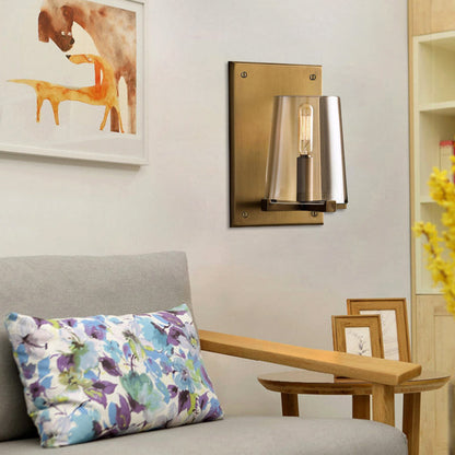 Vivolux | 1 Glühbirne Wohnzimmer Wandleuchte Lampe Tradition Schwarz/Gold Wandbeleuchtung Fixture mit Kegel Klarglas-Schirm