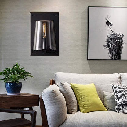 Vivolux | 1 Glühbirne Wohnzimmer Wandleuchte Lampe Tradition Schwarz/Gold Wandbeleuchtung Fixture mit Kegel Klarglas-Schirm